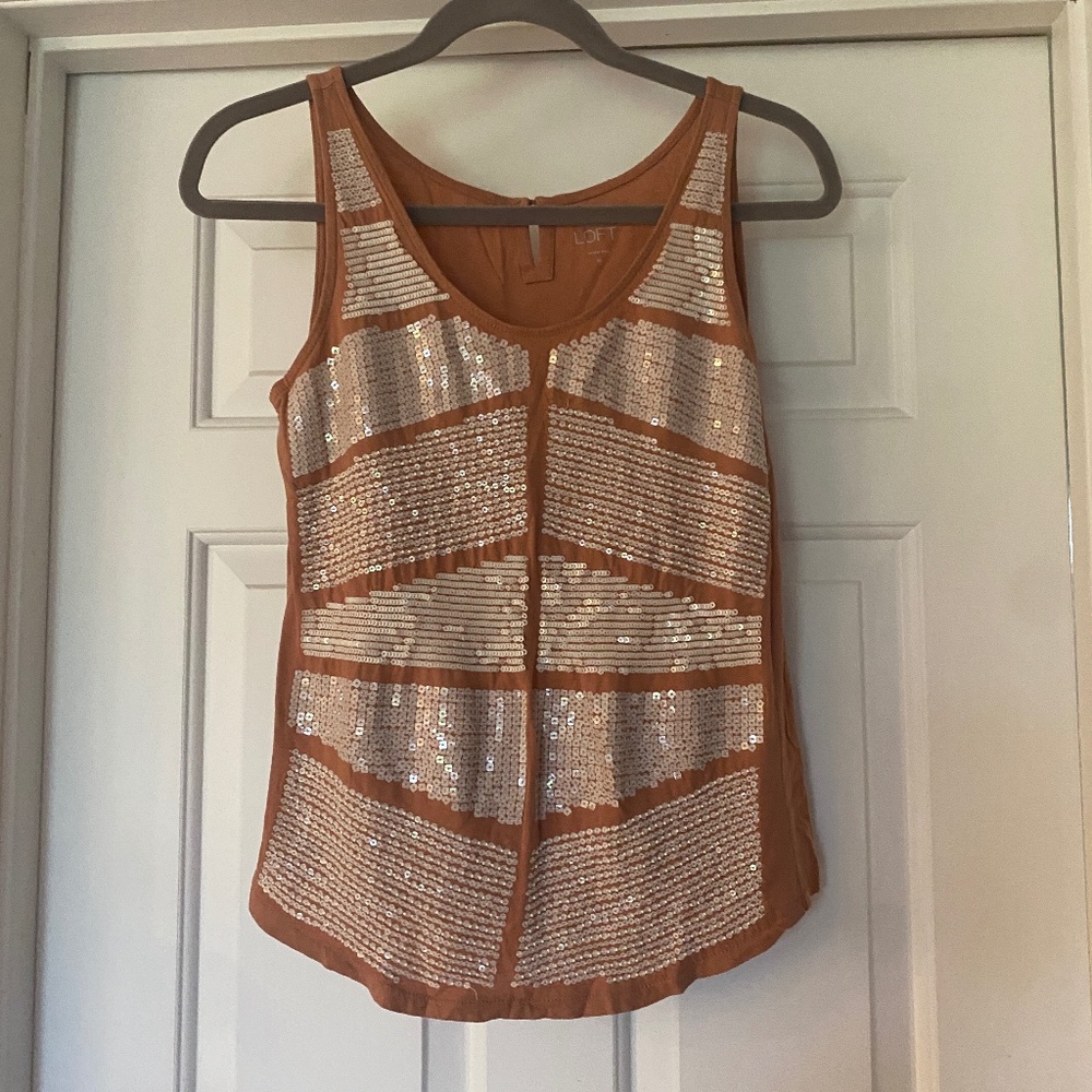 LOFT XS Pink Tank Top with Sequins